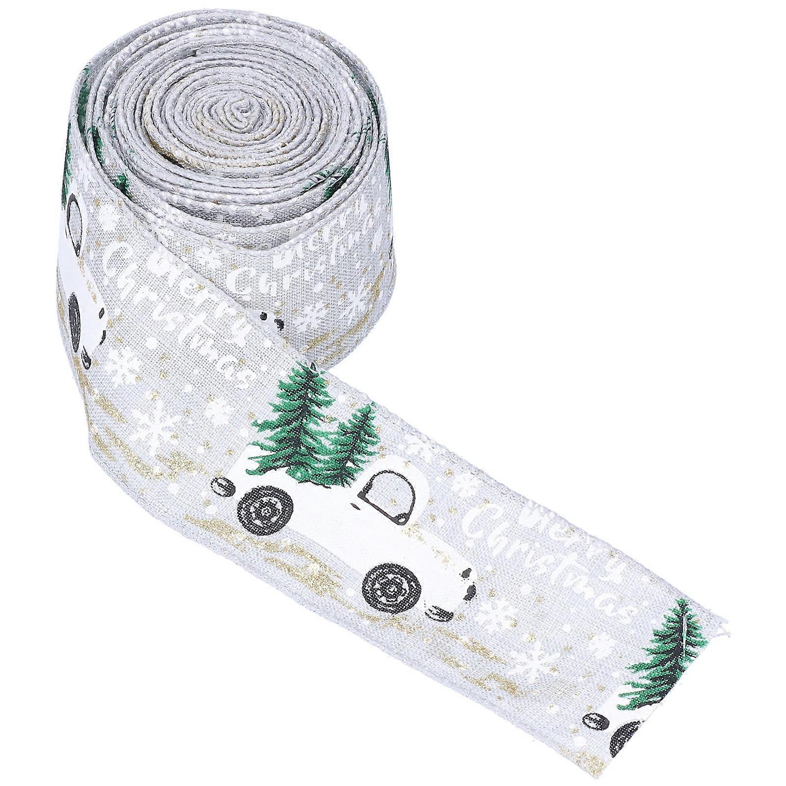 Christmas DIY Wrapping Ribbon, 6 Yards Cute Patterns, Attractive Design, Gray