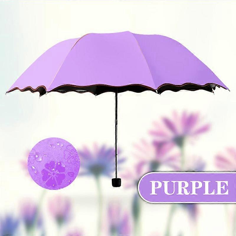 Portable Mini Water Encounter Flowering Sunny Umbrella Lady UV Protection Solid Color Sun Umbrella Windproof Travel Umbrella