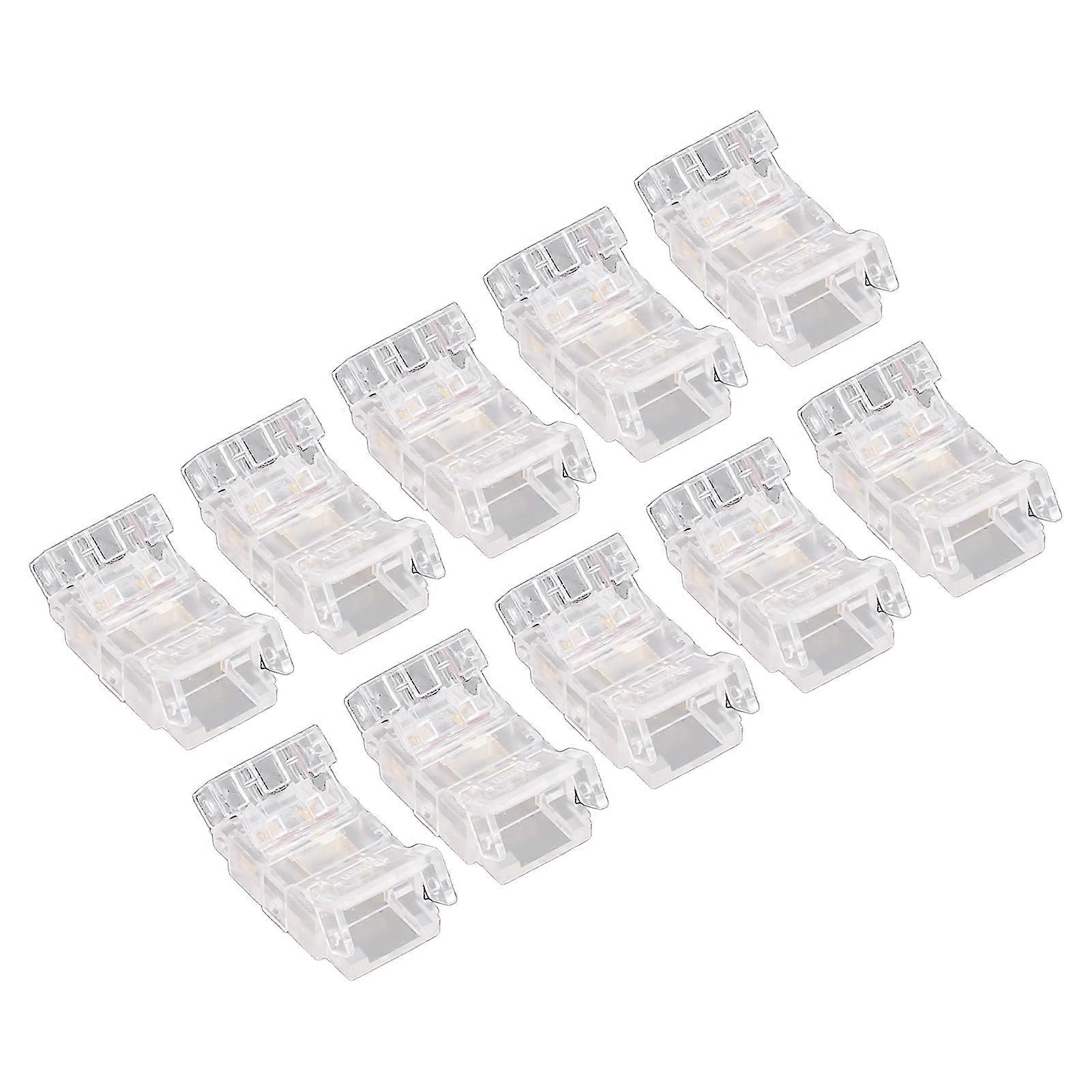 10Pcs COB LED Strip to Wire Connector 2Pin 8mm Transparent Solderless LED Strip Connector compatible Home Office School