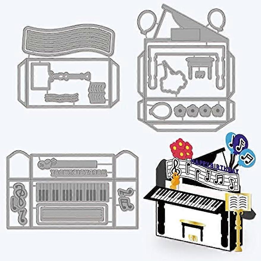 1Set 3D Piano Cutting Dies Set Carbon Steel Die Cutting Template for Crafting Mental Die Cuts