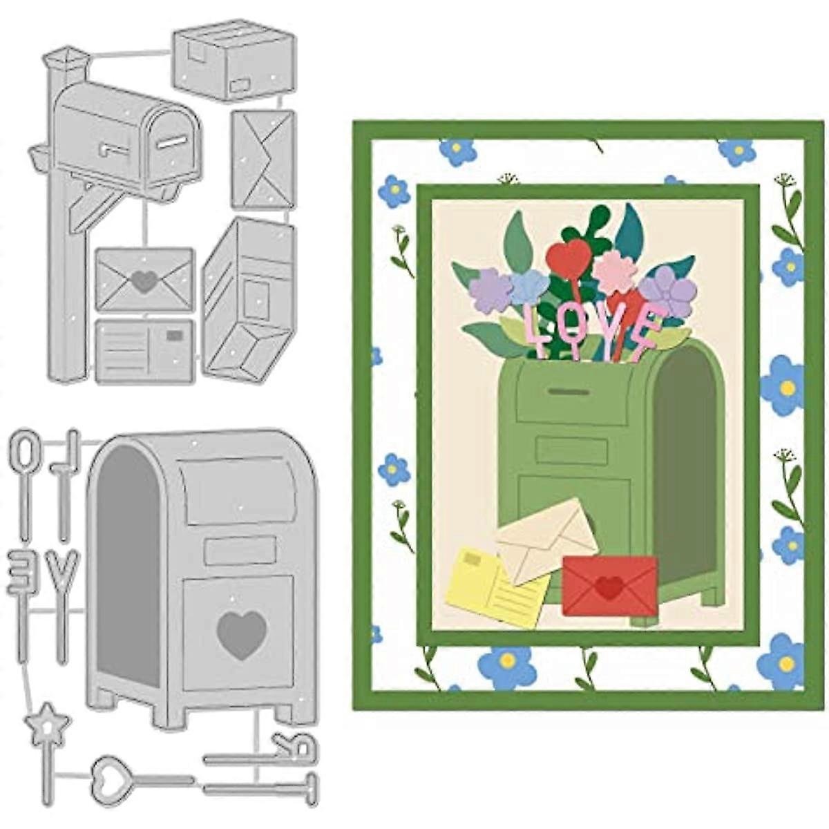 Postbox Cutting Dies Mailbox Carbon Steel Stencil Template Carbon Steel Die Cutting Template Metal Die Cuts for Card Making Scrapbooking Photo Album D