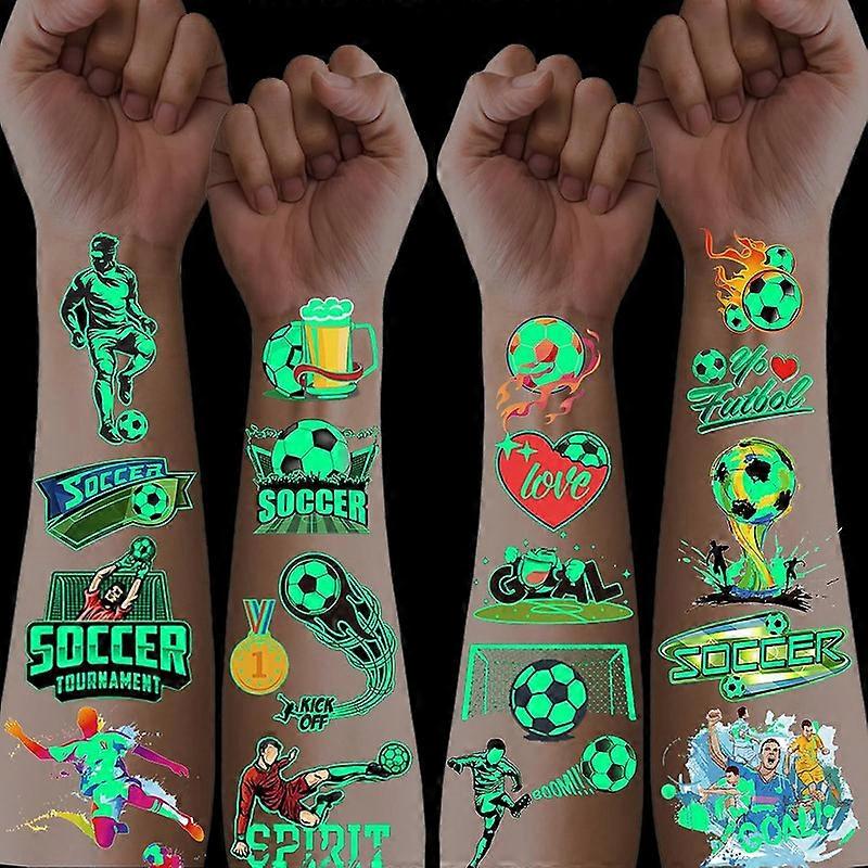 Luminous Temporary Tattoo for kids,10 Sheets Luminous soccer ball Temporary