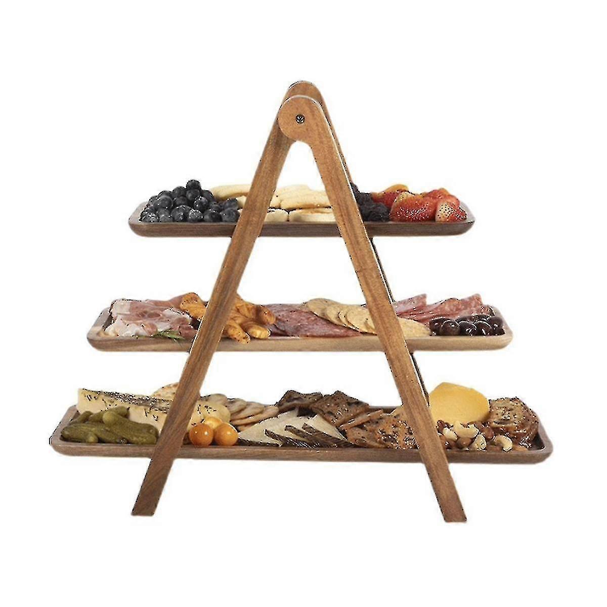 Vassoio di servizio a 3 livelli Vassoio in legno a più livelli Decor Cake Stand Agriturismo Vassoio a più livelli Party che serve piatti e