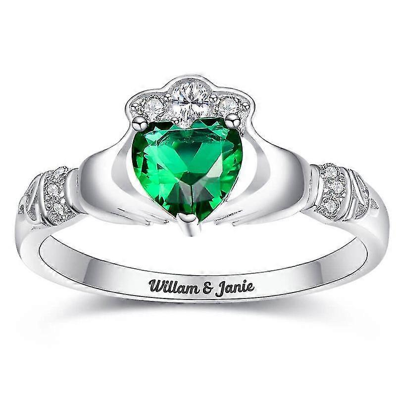 Heart Crystal Ring Sterling Silver Birthstone Ring Personalized Wedding Engagement Promise Ring Birthday Christmas Anniversary Mother's Day Jewelry Gi