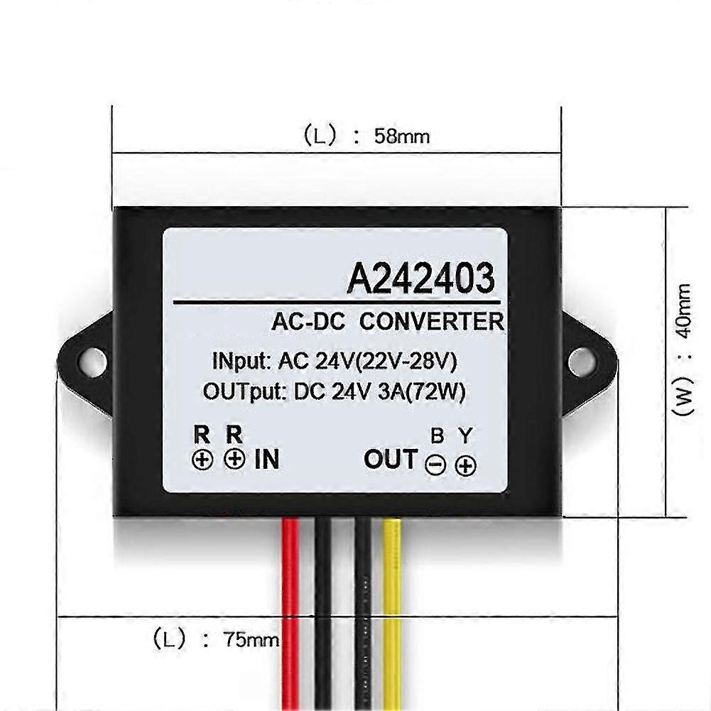 Ac 24v To Dc 24v 1/2/3a Mini Waterproof Power Supply Converter Adapter ...
