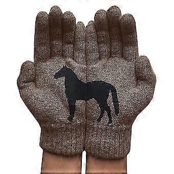 Women Full Finger Gloves Horse Print Winter Warm Outdoor Soft Thermal Mittens
