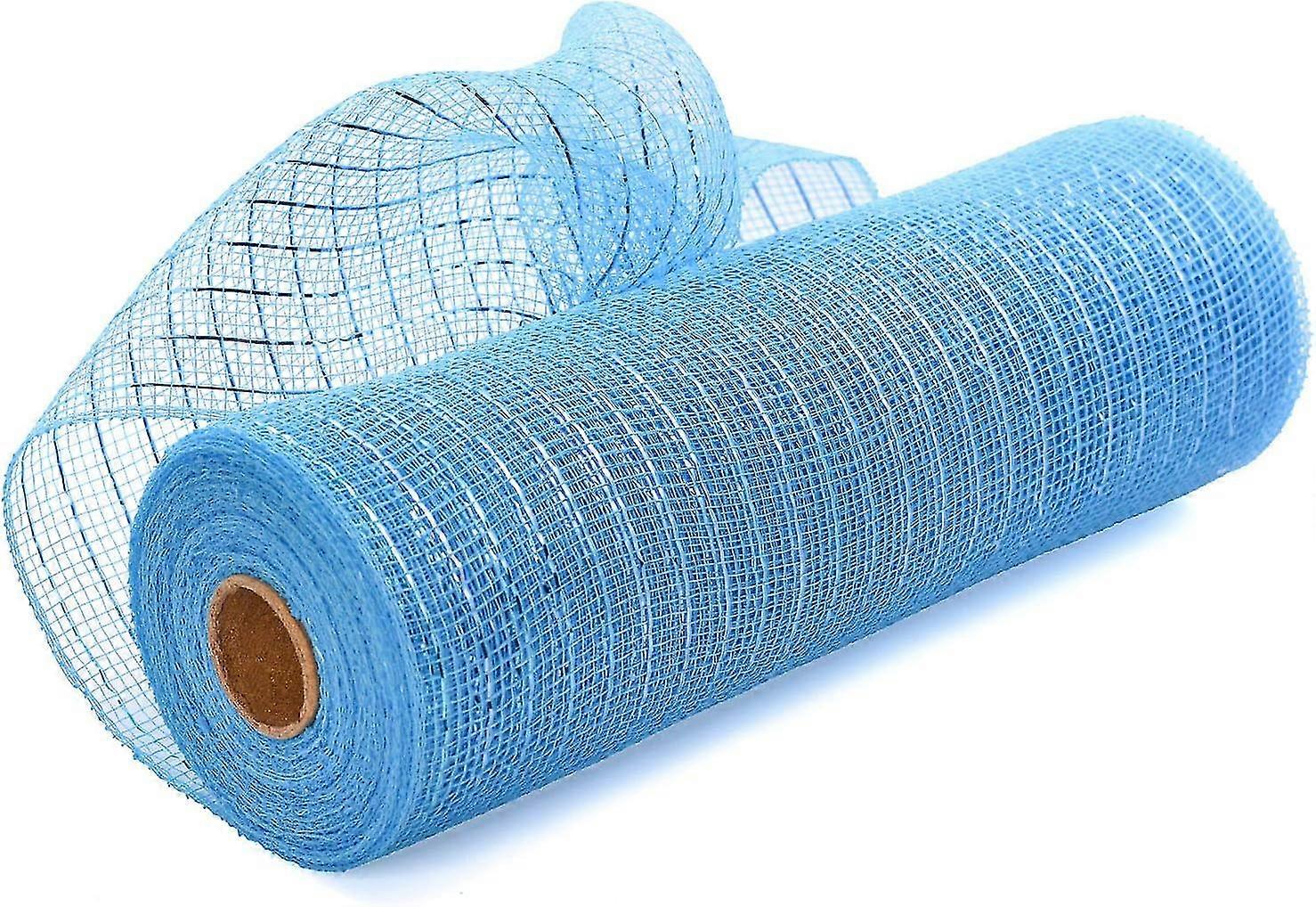 Blue Poly Decorating Mesh Ribbon With Metallic Foil 10 Inch X 30 Feet Each Roll