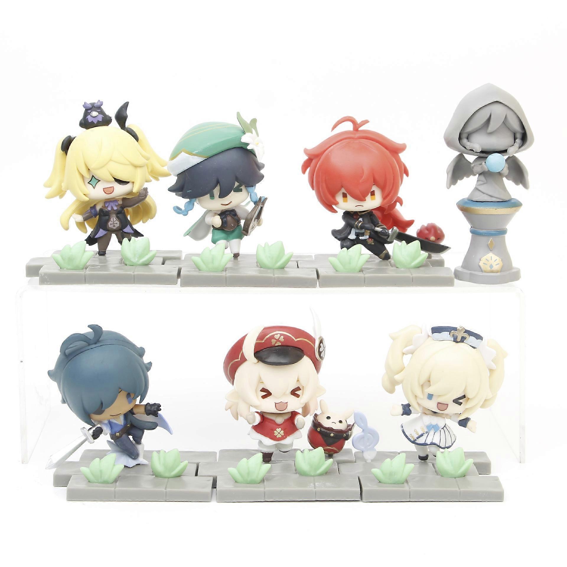 Q Version Genshin Impact Figure Venti Diluc Fischl Kaeya Barbara Klee Action Figures Collection Model Toys Anime Figurine