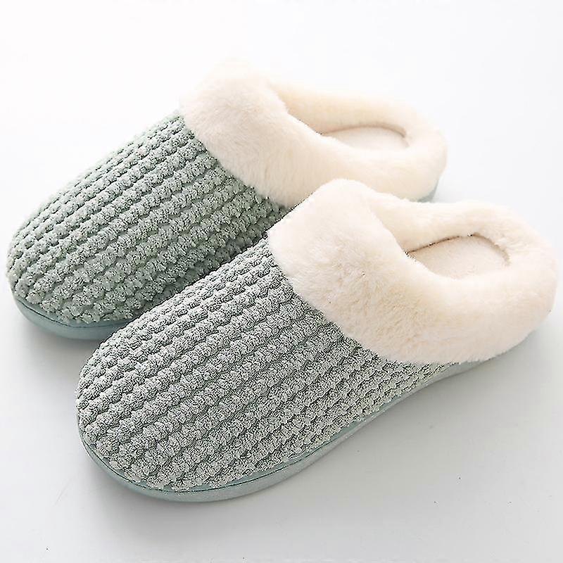Women's Soft Gridding Coral Velvet Short Plush Lining Slip-on Memory Foam Clog Indoor Slippers