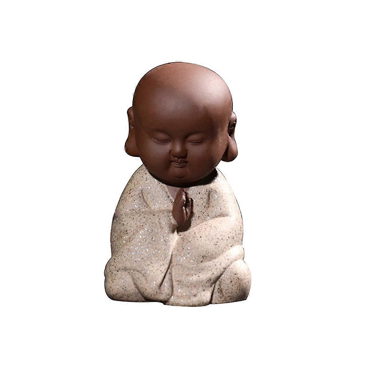 Buddhist Monk Purple Clay Figure Toy Desktop Decoration Ornament