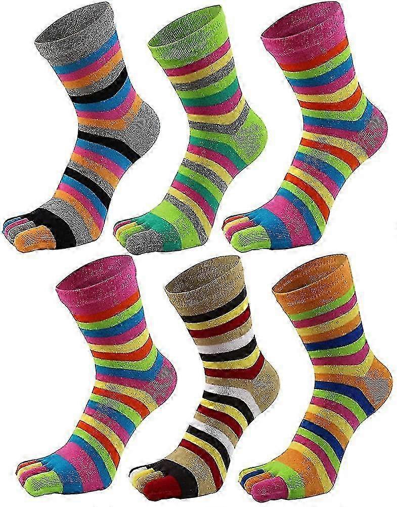 جوارب أصابع القدم النسائية 5 أصابع قطن فتل رياضي 6 عبوات A-Good