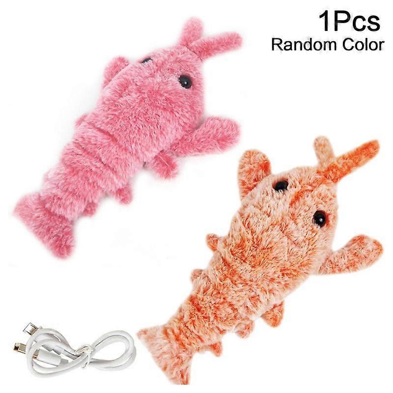 Funny Cat Plush Toy Gravity Jumping Shrimp USB Rechargeable Electric Moving Cat Toy Floppy Lobster Pet Wagging Plush Toys Dog Supplies