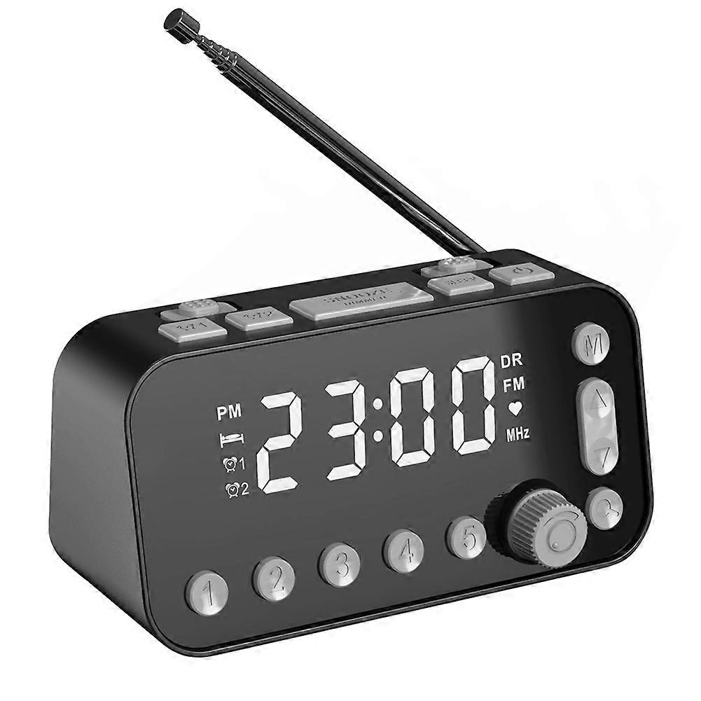 DAB FM Radio LED Digital Alarm Clock Snooze Brightness Adjustable Table Clock Bedside Wake Up Clock Dual USB Rechargeable Clocks