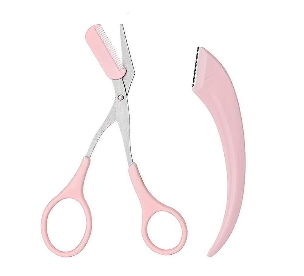 2 Pack Eyebrow Shaping Tool Set, Eyebrow Trimmer Scissors with Mini Comb