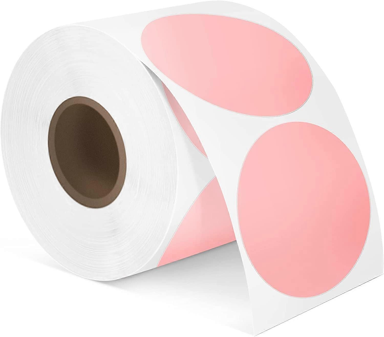 (800 label, pink) 1 x Pink direct thermal round label, self-adhesive round label, scratch, water, dirt, dust and oil resistant shipping label