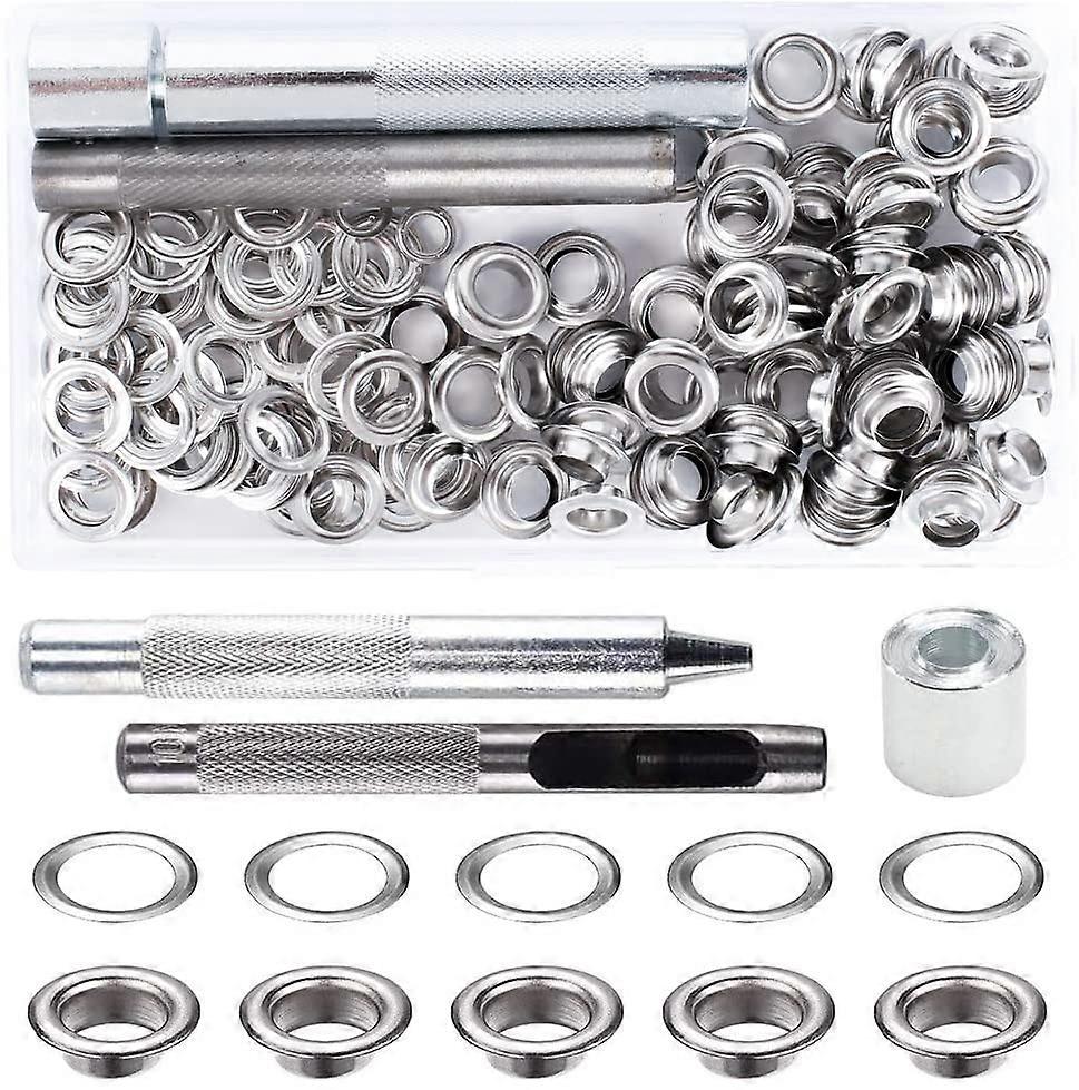 Grommet Kit Eyelets Tools Metal Grommet Eyelet Kit with Grommet Tools for Canvas Tarp Tent Repair (8MM)