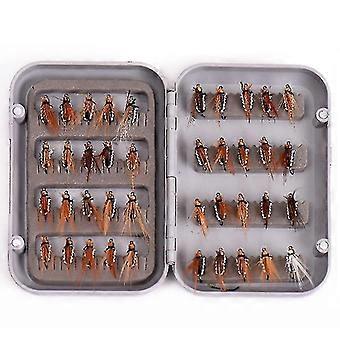 Snqtv-40pcs Vliegvissen Vliegen Kit Vlieg Assortiment Forel Baars Vissen Met Vliegendoos