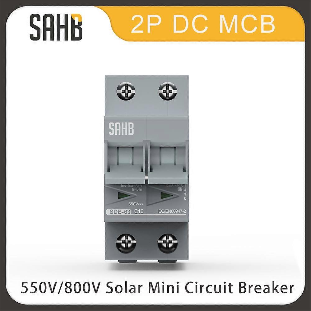 SAHB Din rail 2P Solar Energy Photovoltaic DC Circuit Breaker PV Switch 550V 800V 10A 16A 20A 25A 32A 40A 50A 63A Air Switch MCB