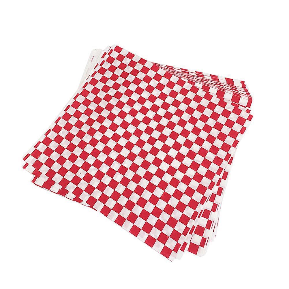 200PCS Red and White Grid Pizza Oil Paper Sheet Fried Food Paper Liners Wrapping Paper for Baking Pastry