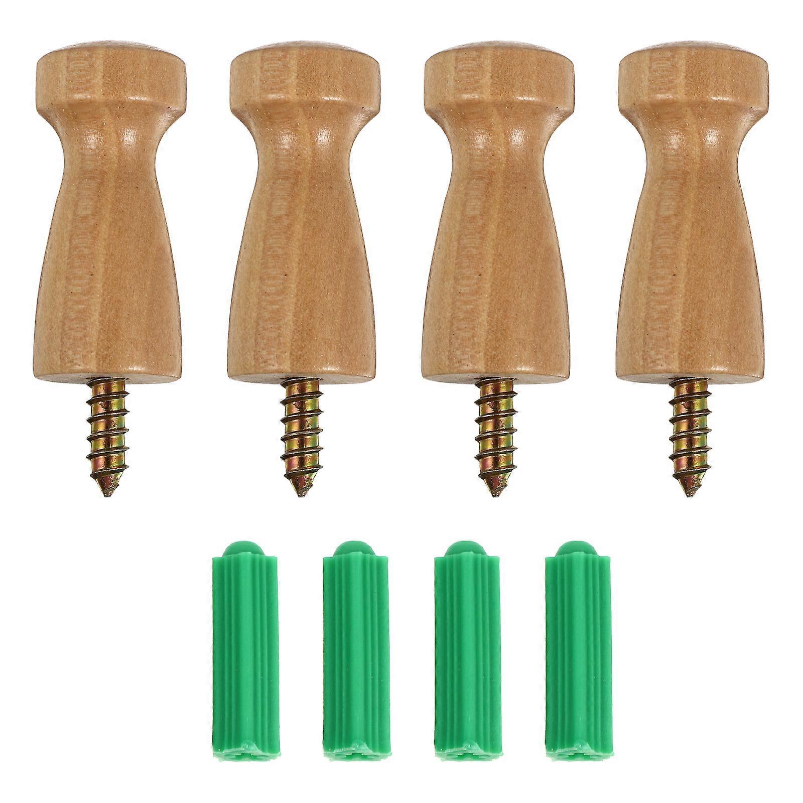 4 Pcs Decorative Hooks Minimalist Coat Hook Single Organizer Hooks Natural Wooden Coat Hooks Bag Hanger