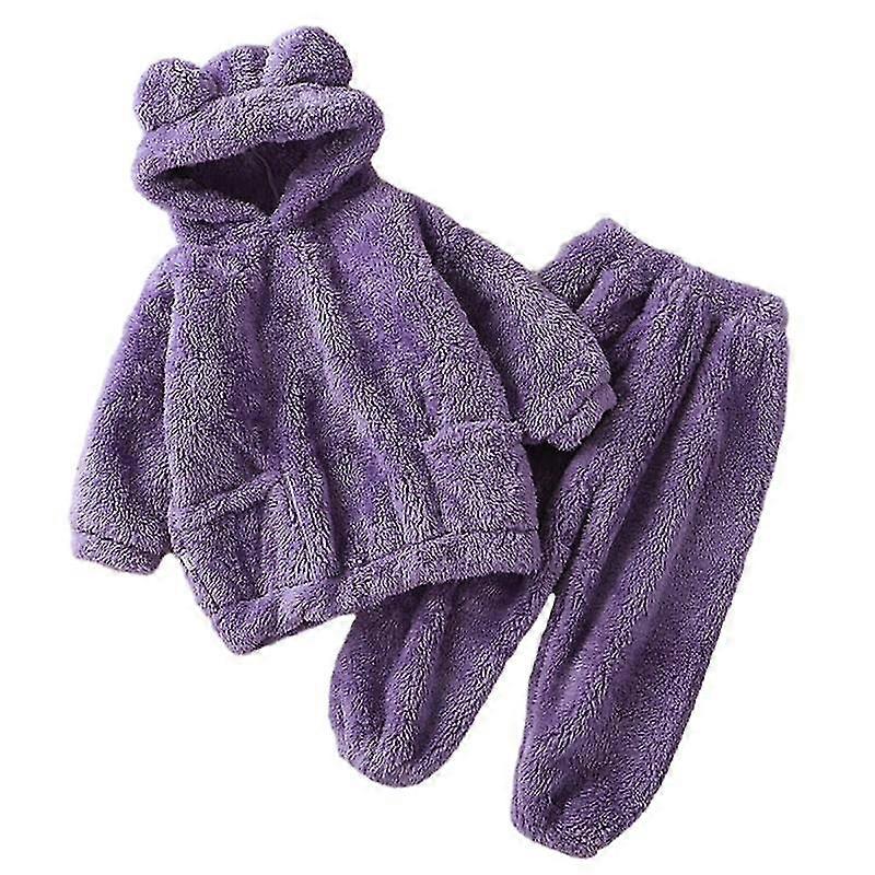 Toddler Baby Fleece Pants Pullover Tops Set, Winter Warm Sweatshirt Pants Set