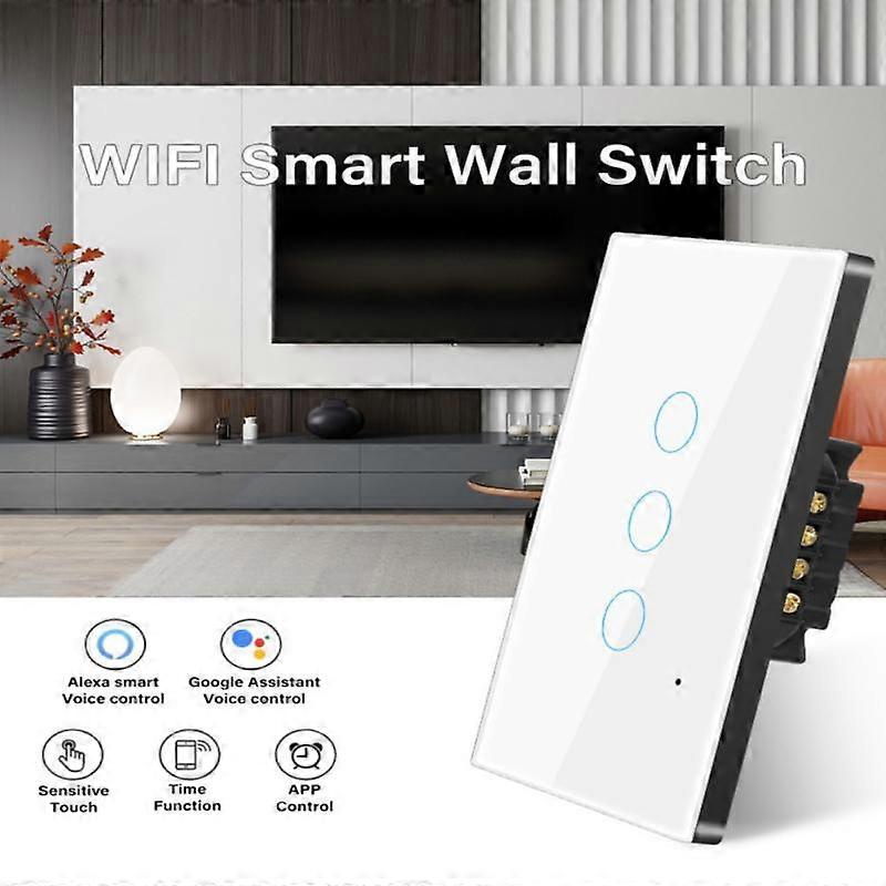 Aubess 1/2/3/4 Gang TUYA WiFi 120 US Touch Switch 110-250V Smart Life Wall Smart Light Switch For Alexa Google Home Assistant