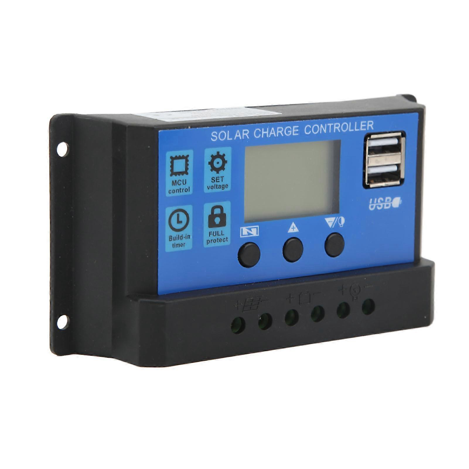 12V 24V Solar Charge Controller USB Port Overcharge Protection Solar Panel Battery Regulator with LCD Display 30A