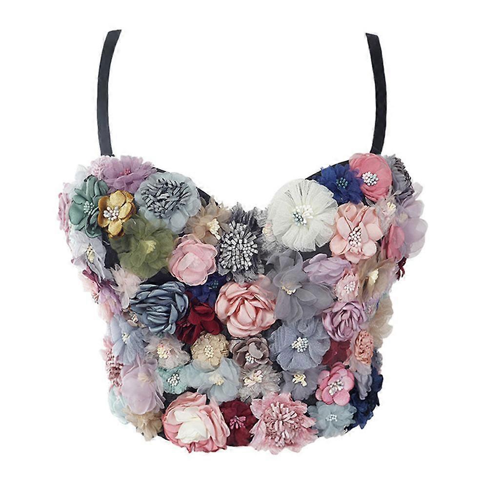 Sexy & Charming Applique Floral Corselets Women's Bachelorette Bustier Bra Cropped Top Wedding Bralette Vest