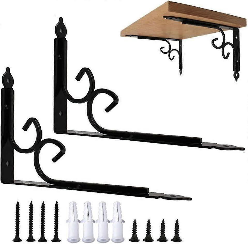 For Wall Mounted Floating Shelf Brackets, 2 Pieces Heavy Duty Steel Shelf Supports, Floating Metal Brackets, For Customize Wall Brackets, Including Sc