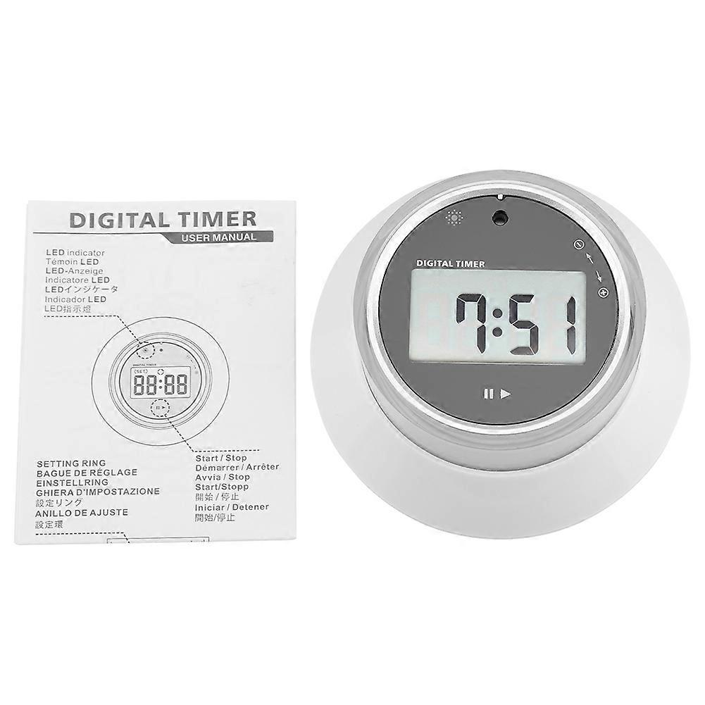 Digital LCD Screen Kitchen Cooking Timer Portable Round Magnetic Countdown Alarm Clock(White)