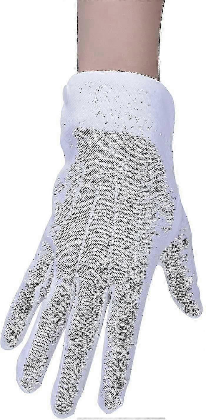 White Stitched Cotton Gloves Parade Gloves With Snap Closure, 2 Pairs