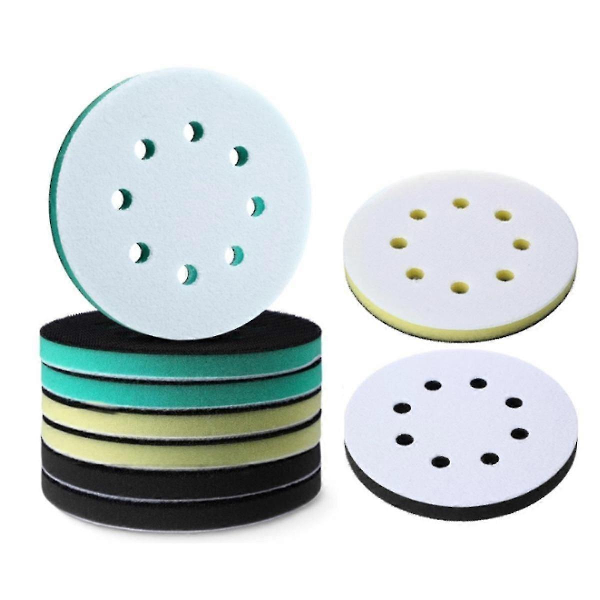 9 Pcs Foam Sanding Pads 5 Inch 8 Holes Orbital Sander Foam Pad Interface Hook And Loop Soft Medium