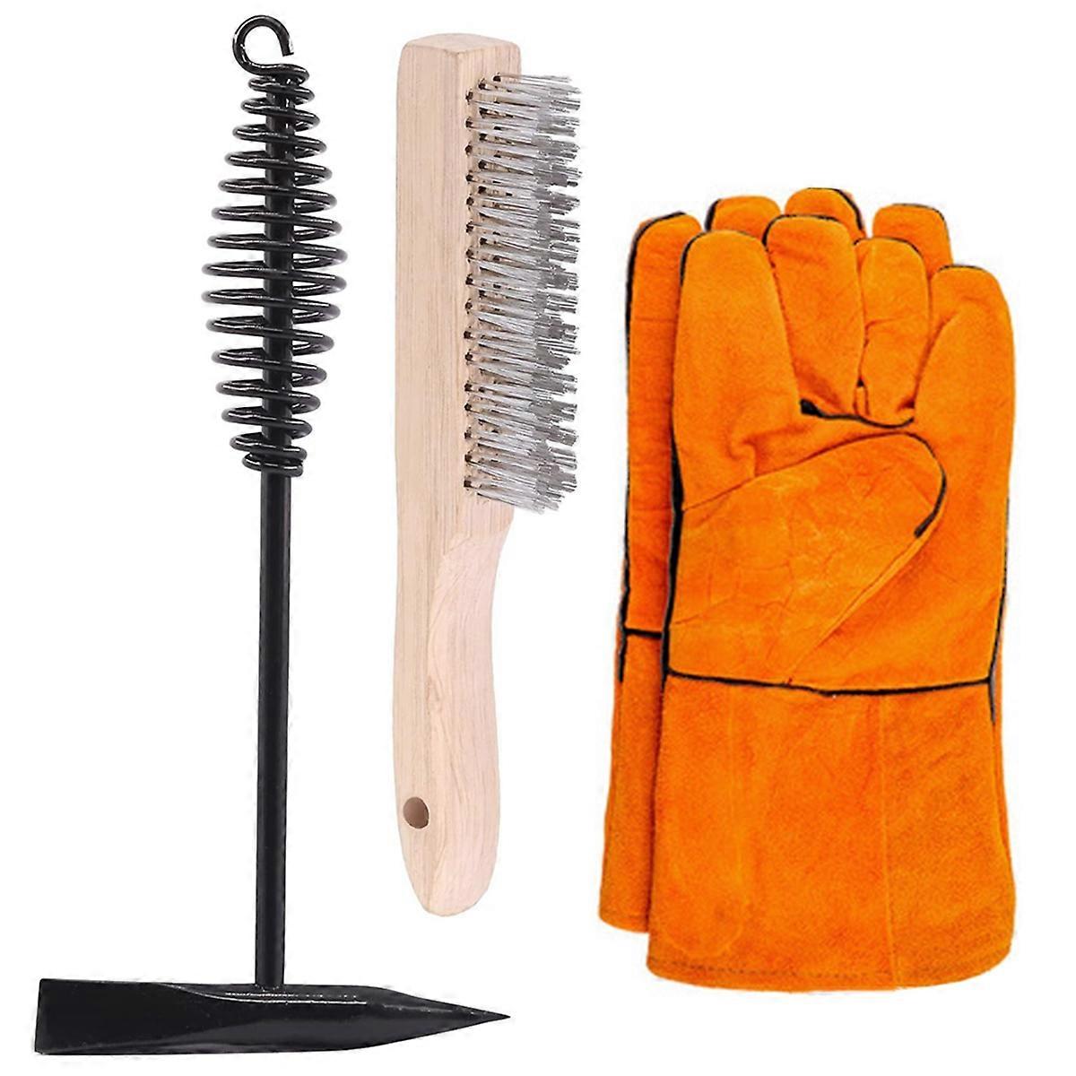 4Pcs Welding Slag Removal Tool:Welding Chipping Hammer with Coil Spring Handle and Wire Brush with