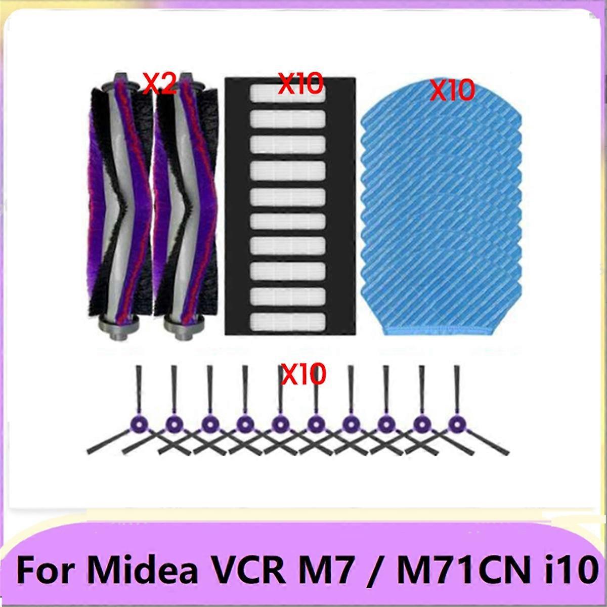 32PCS for VCR M7 / M71CN / I10 Robot Vacuum Parts Main Roller Side Brush Hepa Filter Mop Cloth Accessories