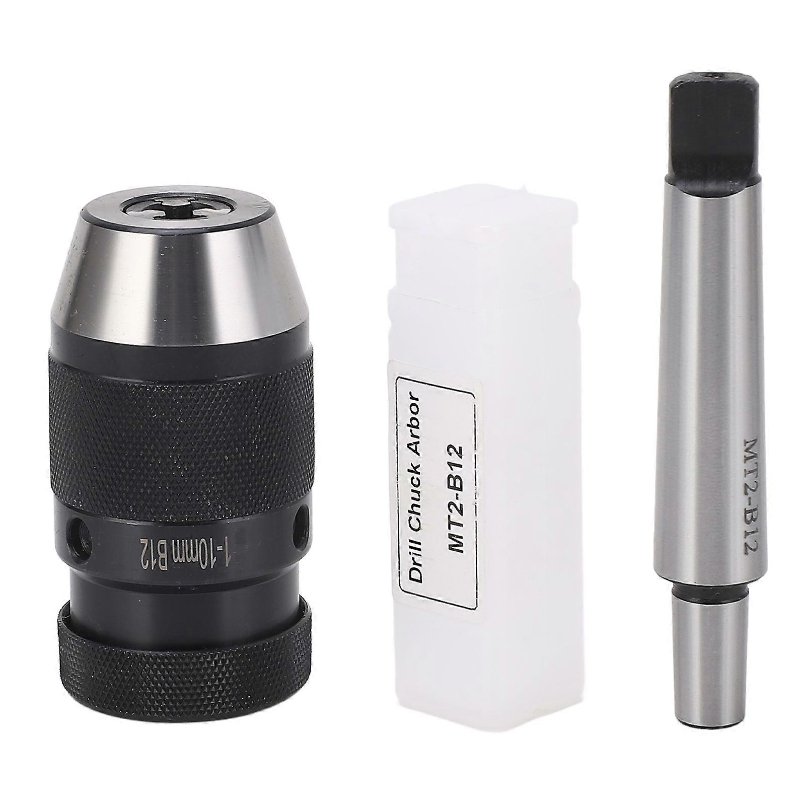 Bohrfutter 1 bis 10mm B12 Selbstspannendes schlüsselloses Bohrfutter mit MK2 bis B12 Aufnahmedorn