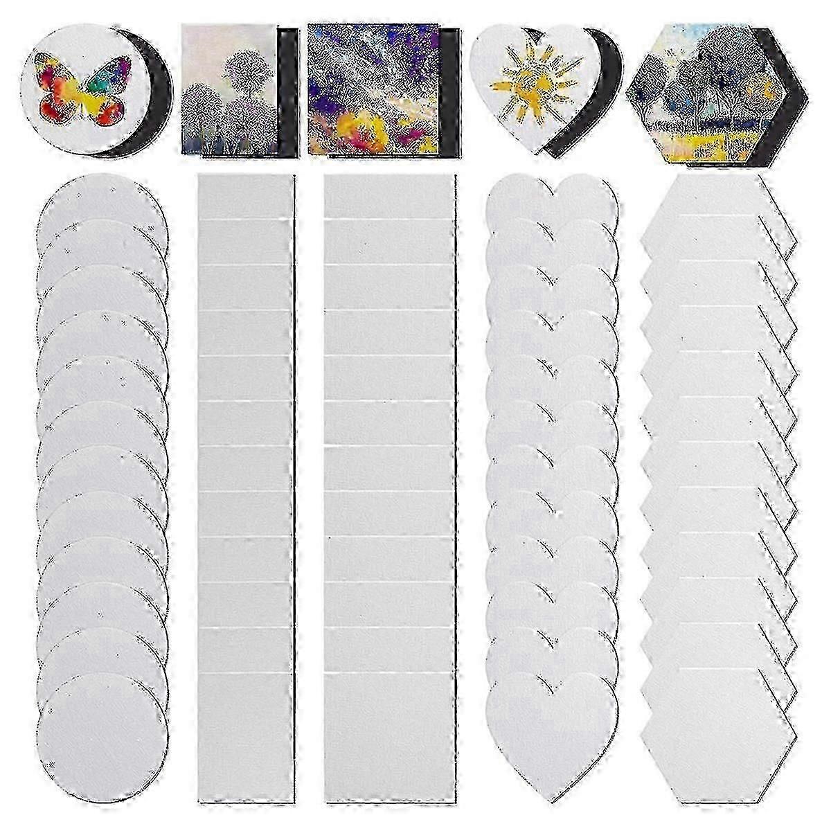 60 Pcs Mini Magnetic Canvas Panel Magnetic Canvas Boards Magnetic Painting Canvas Panel (multi Shape)