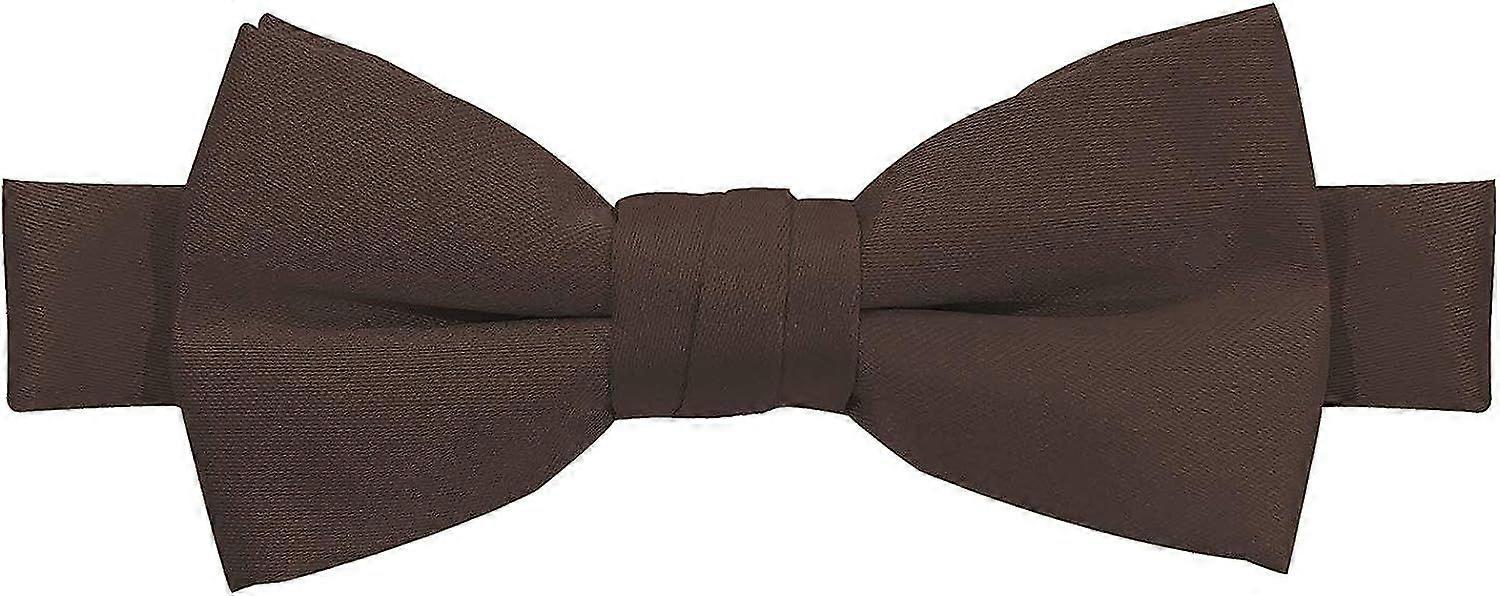 Boy's Kids Pretied Banded Adjustable Solid Color Bowtie, Brown