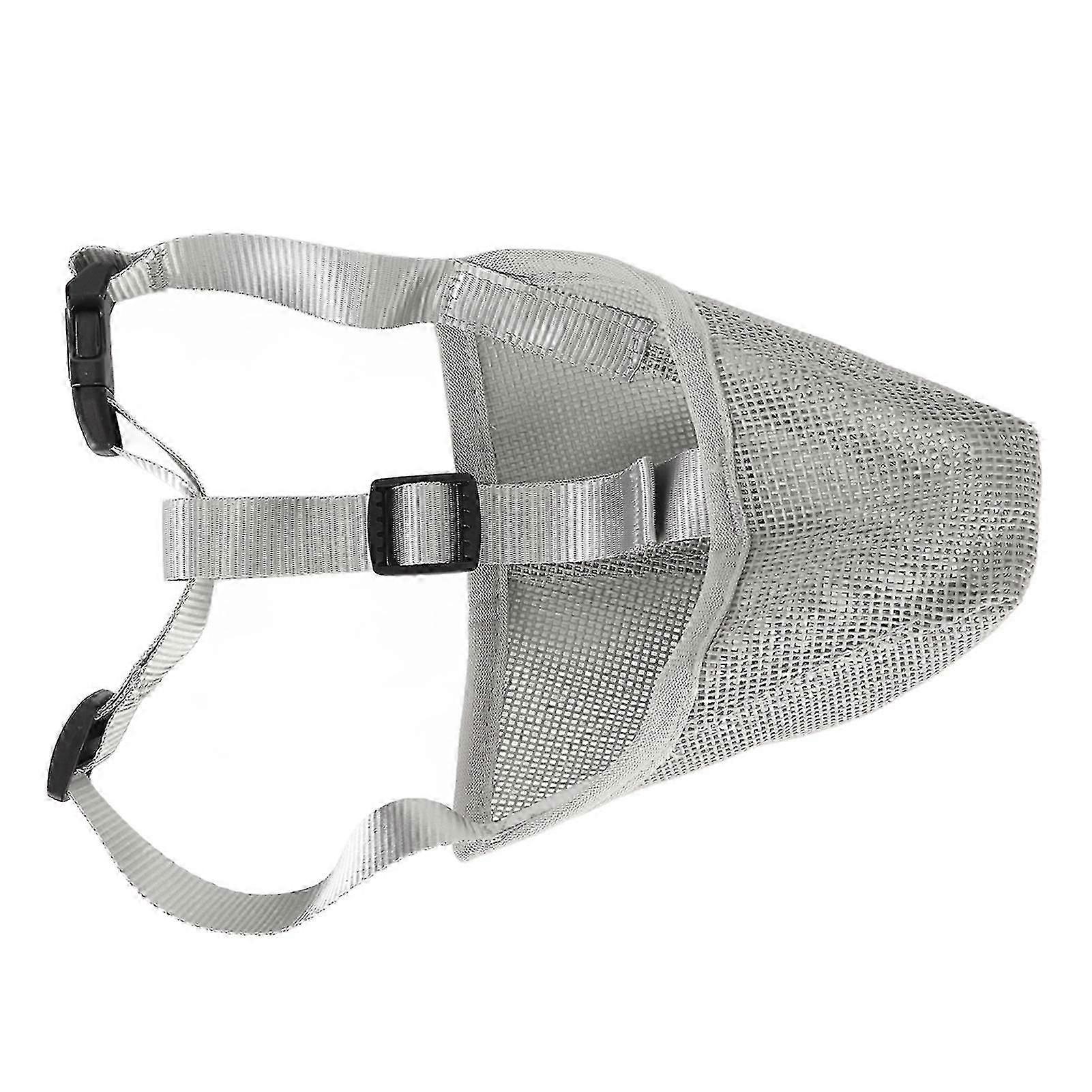 Dog Muzzle Breathable Adjustable Prevent Biting Chewing Pet Mesh Muzzle for Outdoor Training Gray L