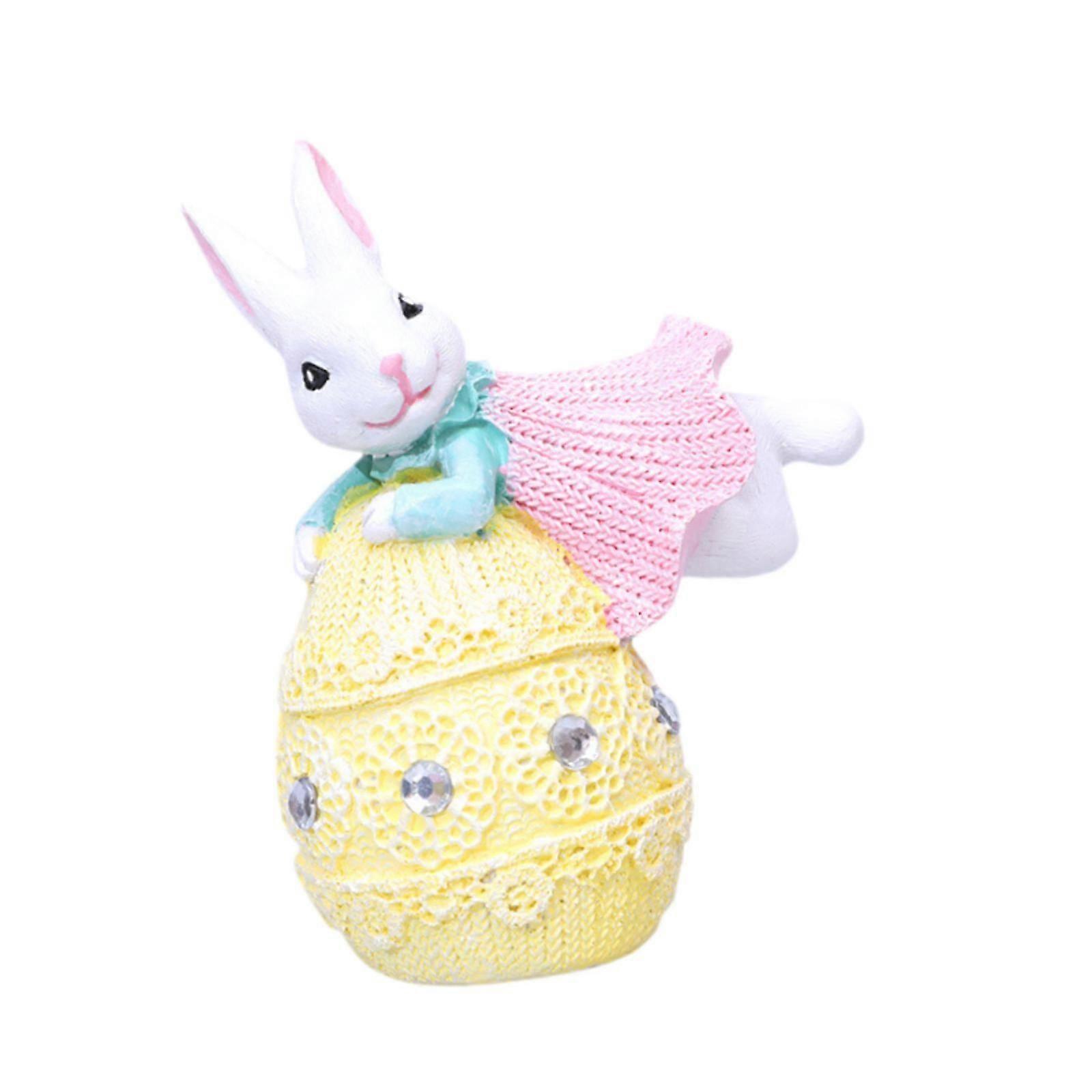 Easter Bunny Figurine Decorative Tabletop Ornament for Bookshelf Desk Office Style A