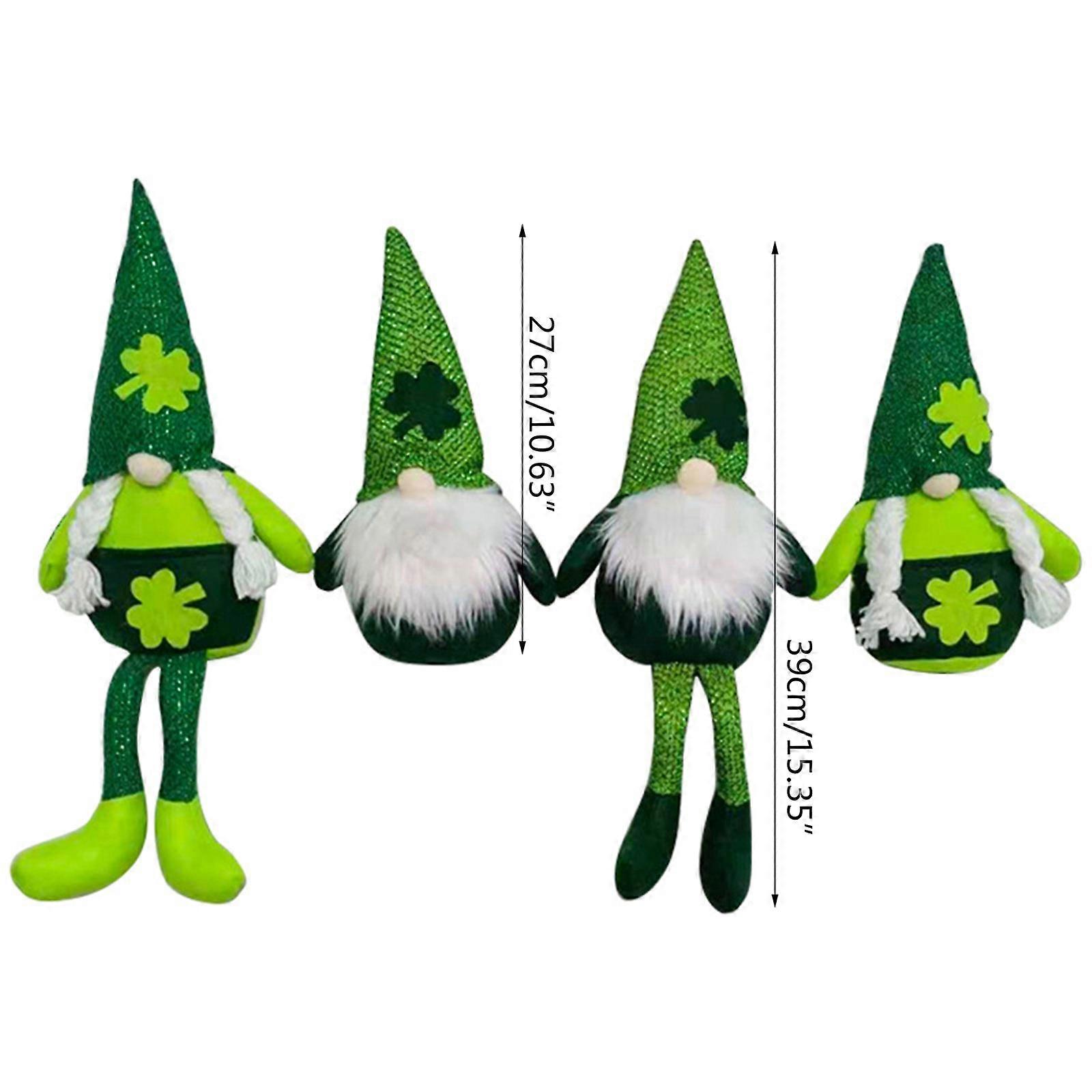 Patrick's Day Gnome Plush Elf Decorations Mr and Mrs Leprechaun Scandinavian Tomte Irish Dwarf Clover Faceless for Doll Home Table Ornament