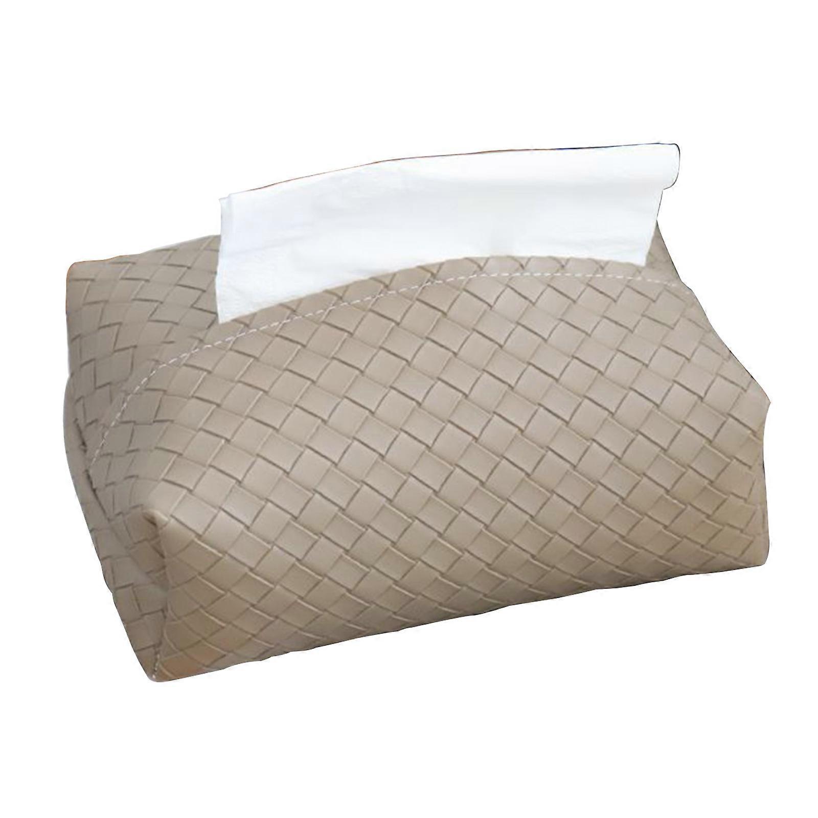 Cuir Tissé Motif Mouchoir Boîte Rectangle Serviette Organisateur Porte-Serviette Gris Clair