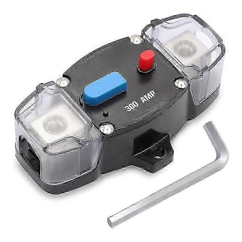 12-48V DC 300 Amp Circuit Breaker with Manual Reset, 0-8 Gauge Trolling Stereo Audio Inline Fuse