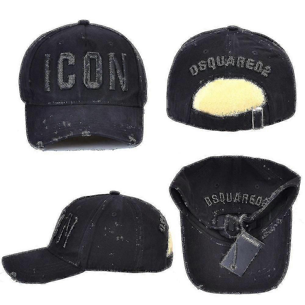 High Quality 100% Cotton Adjustable Baseball Cap Icon Monogram Black
