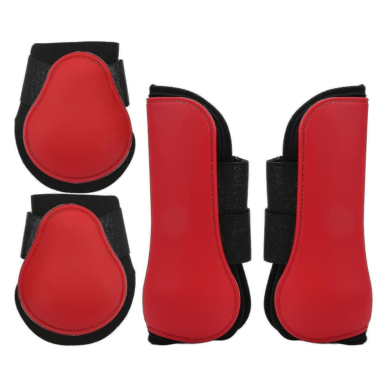 4pcs Horse Front Hind Leg Boots Pu Shell Horse Tendon Boots For Horse Training Jumping Runningred One Set L