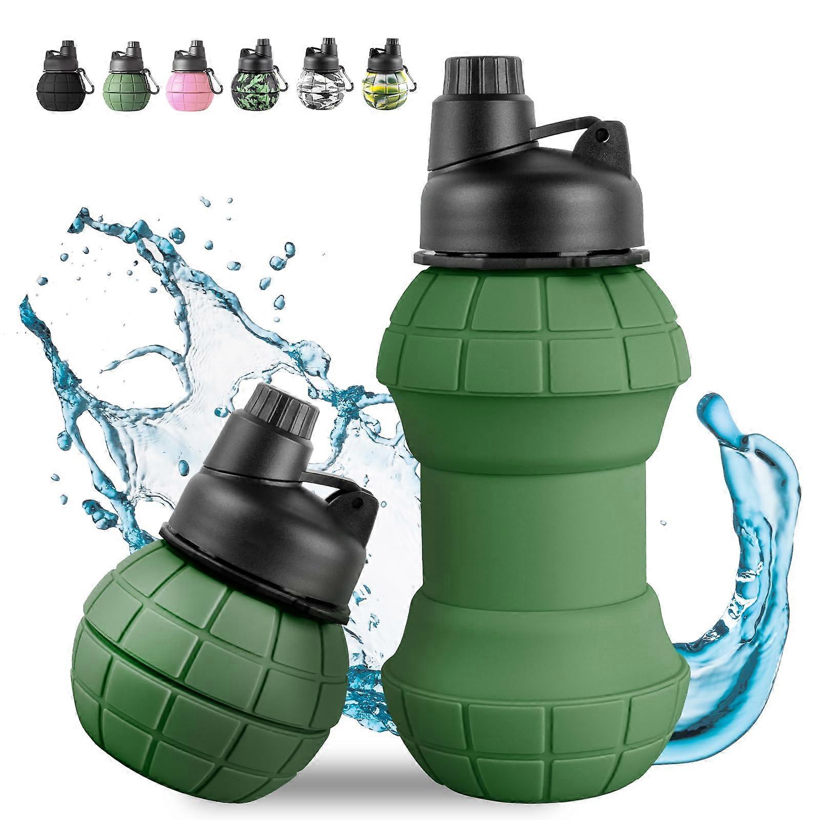 Foldable travel water bottles, 550ml silicone foldable grenade -type water bottle