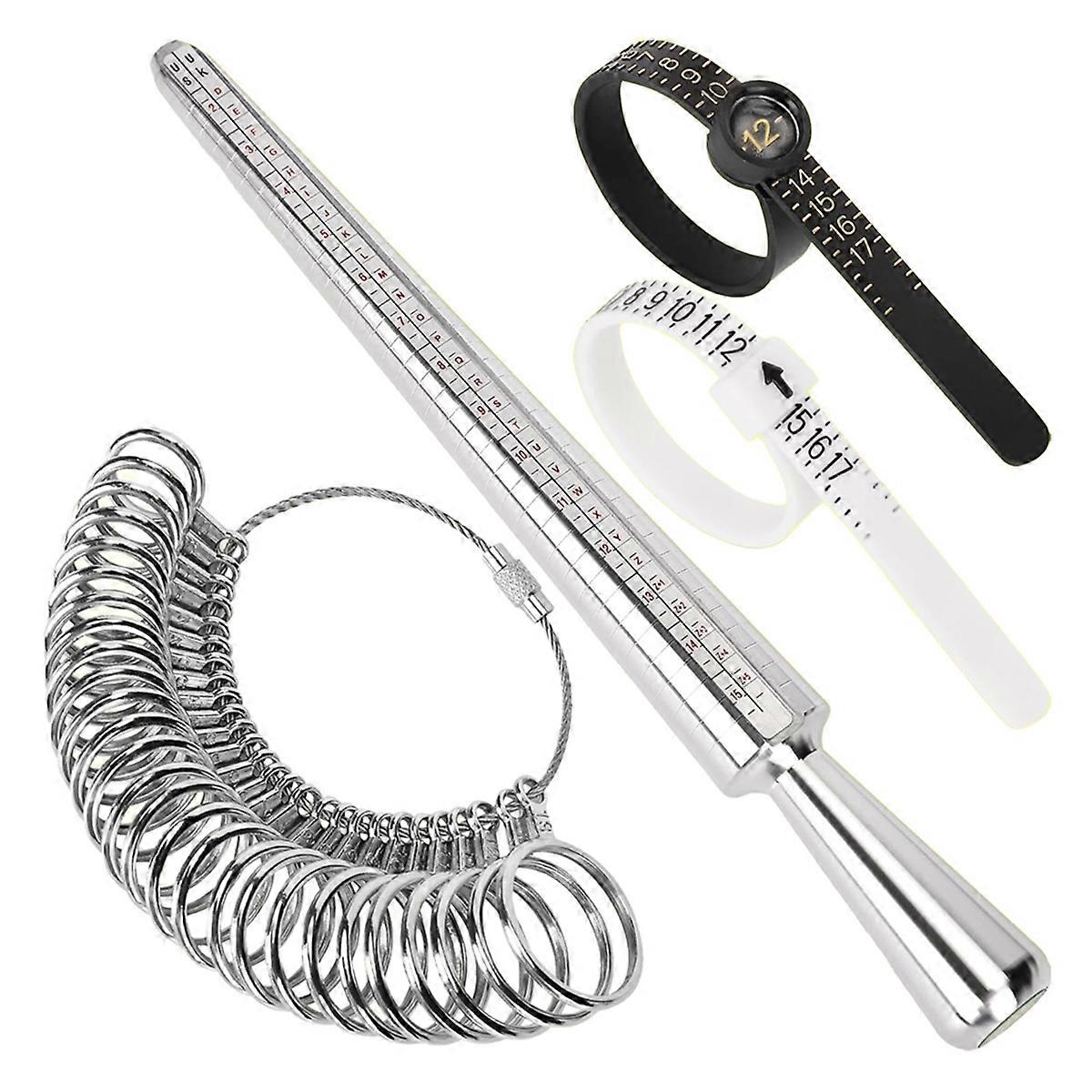 Metal RingSizing Tool Set with FingerSizing Mandrel RingSizing Jewelry Tools, 4 Pieces