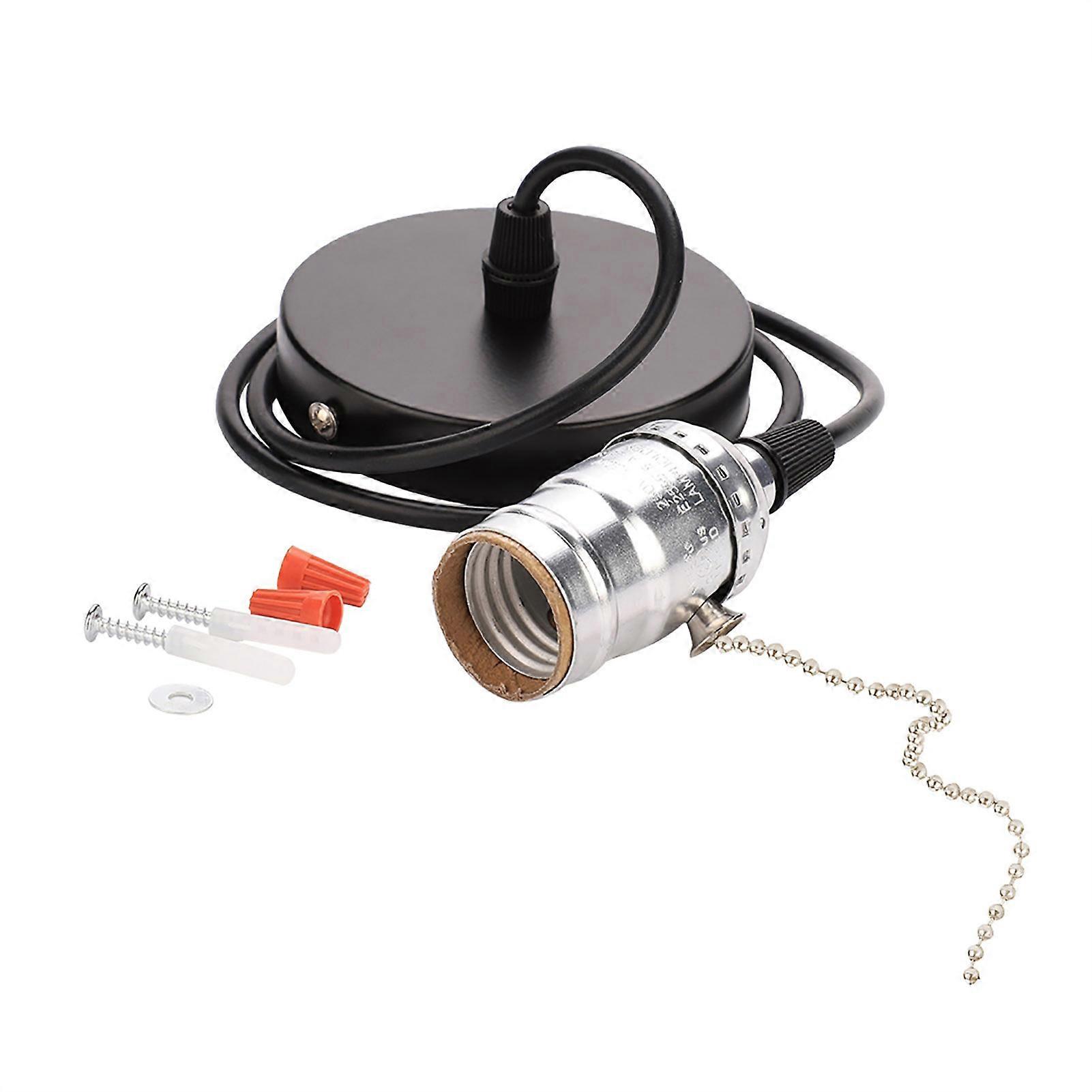 E27 Vintage Pendant Light Holder with Pull Chain Switch Lamp Base Ceiling Mounted