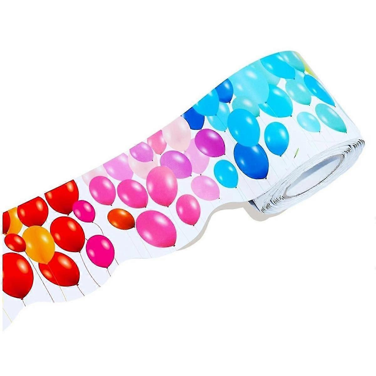 59 قدما بالونات ملونة حدود لوحة الإعلانات ، ملصقات تقليم الحدود المدرفلة الصدفية للفصول الدراسية والمدرسة والمكاتب