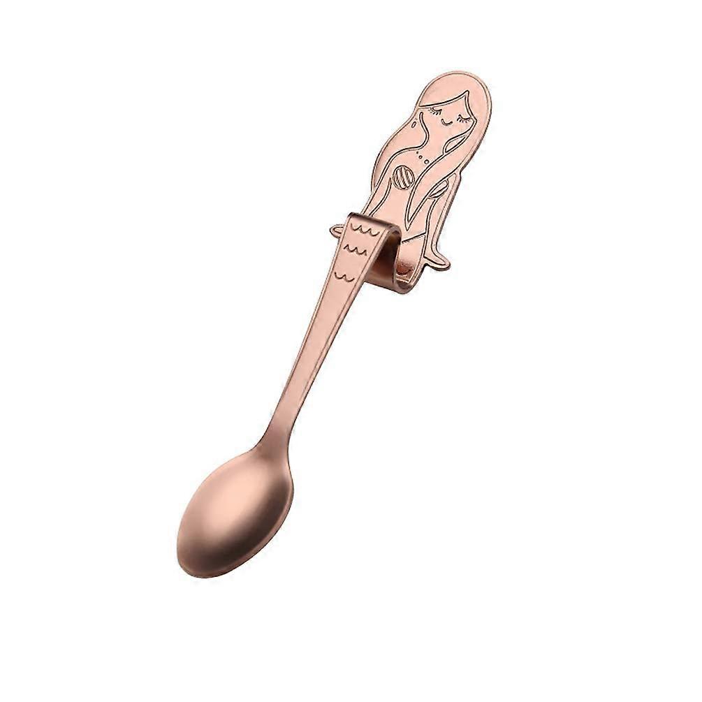 Rose Gold Mermaid Spoons 4 Pack, 5-Inch, Espresso And Ice Cream Spoons, Mermaid Design
