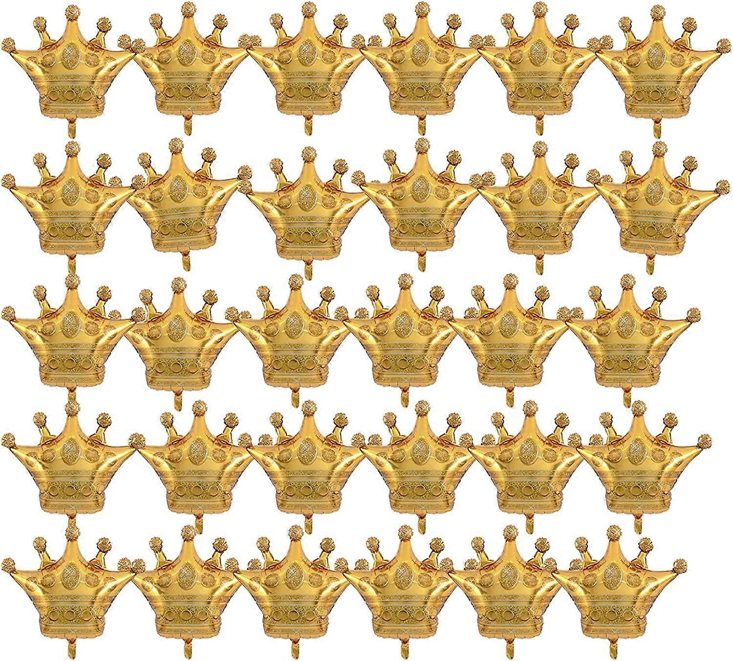 30個11.8インチゴールドクラウンホイルバルーン(ゴールド)